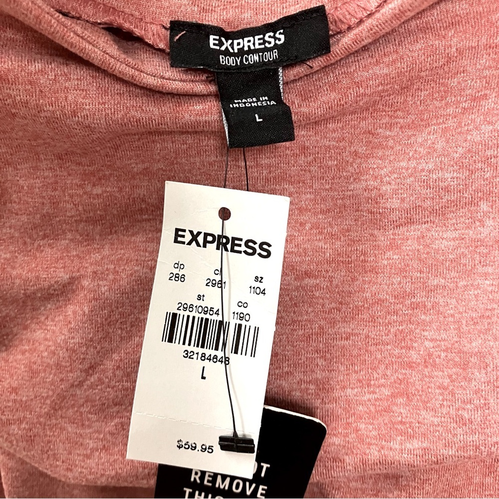 Express Body Contour Womens Mock Neck Bodysuit Size Large Pink NEW! $59.85 TAG - Picture 2 of 8